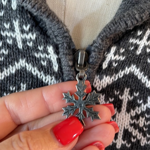 Vintage BRECKENRIDGE woman’s petite grey snowflake sweater zippered Vest size PM - Picture 4 of 13